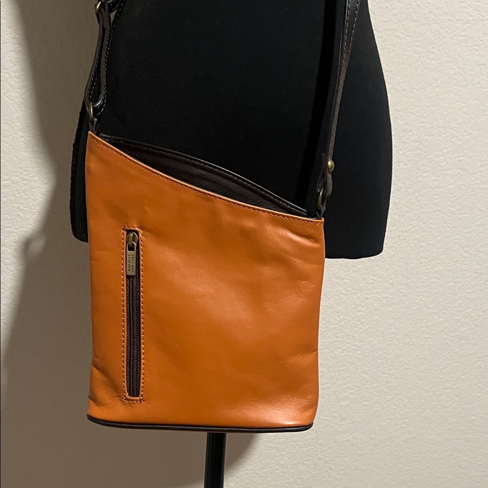 Tuscany Leather Handmade in Italy Camel Leather Crossbody Bag